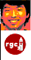 A pixelated portrait of the author’s face directly above the Cornell Rhythm Gaming Club tile